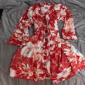 Diane Von Furstenberg Vibrant Red and Orange Dress sz 12